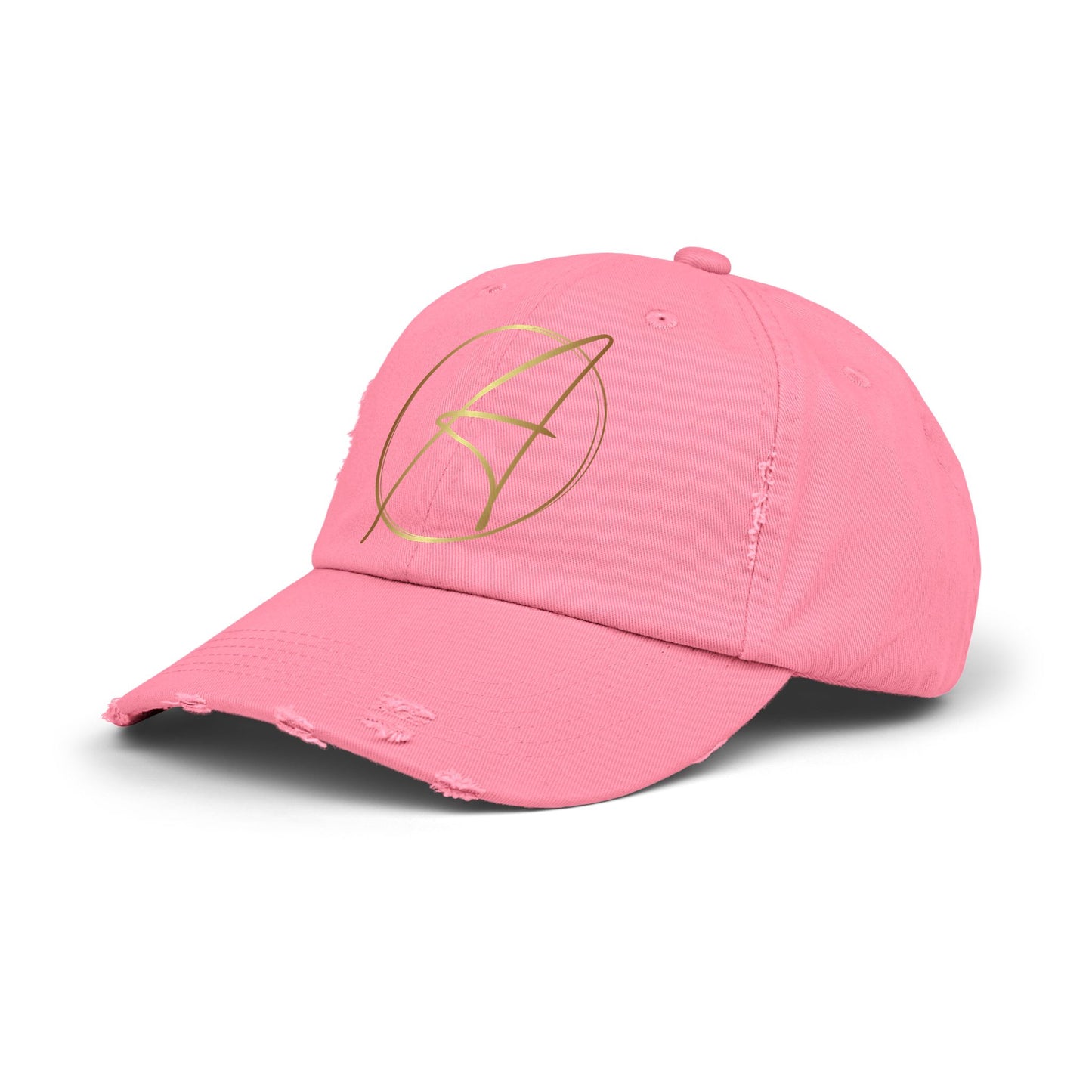 Unisex Distressed Cap with Gold Graphic - Casual Style Hat for Everyday Wear