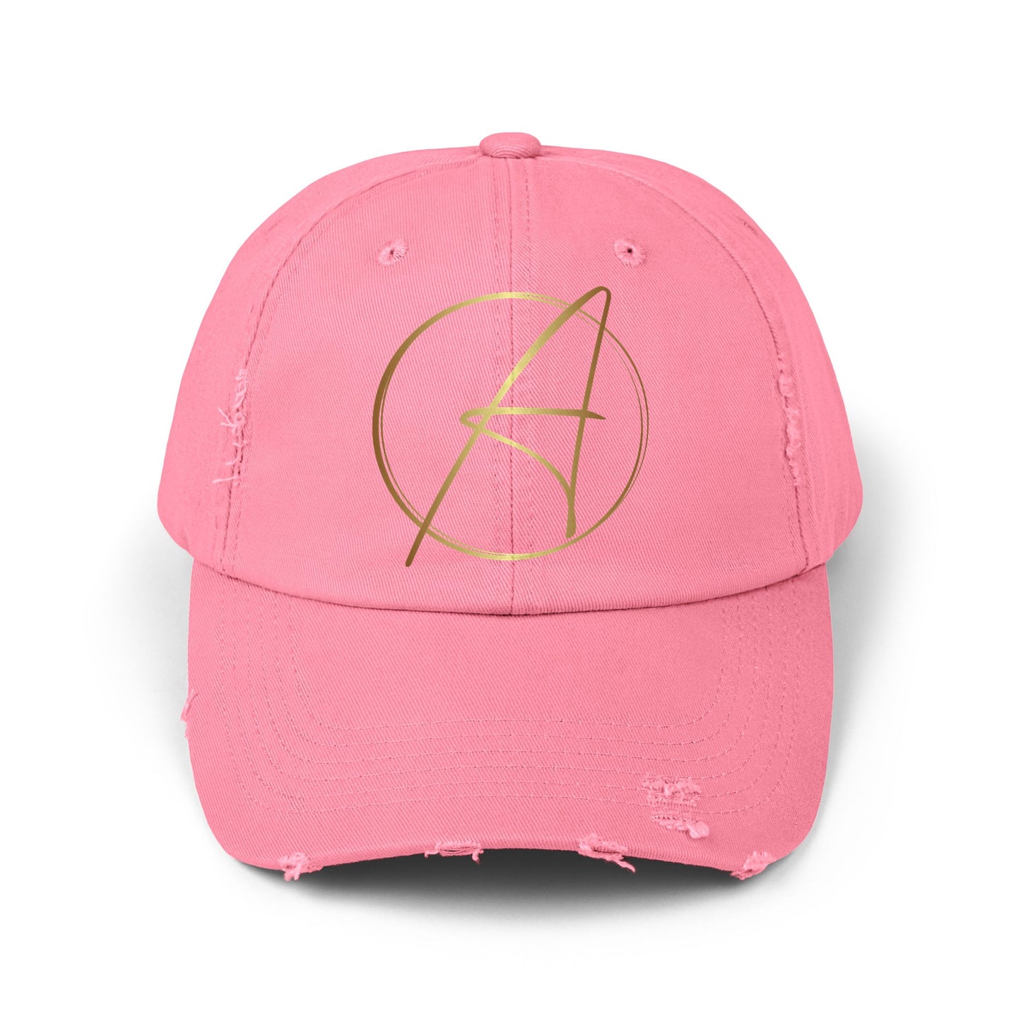 Unisex Distressed Cap with Gold Graphic - Casual Style Hat for Everyday Wear