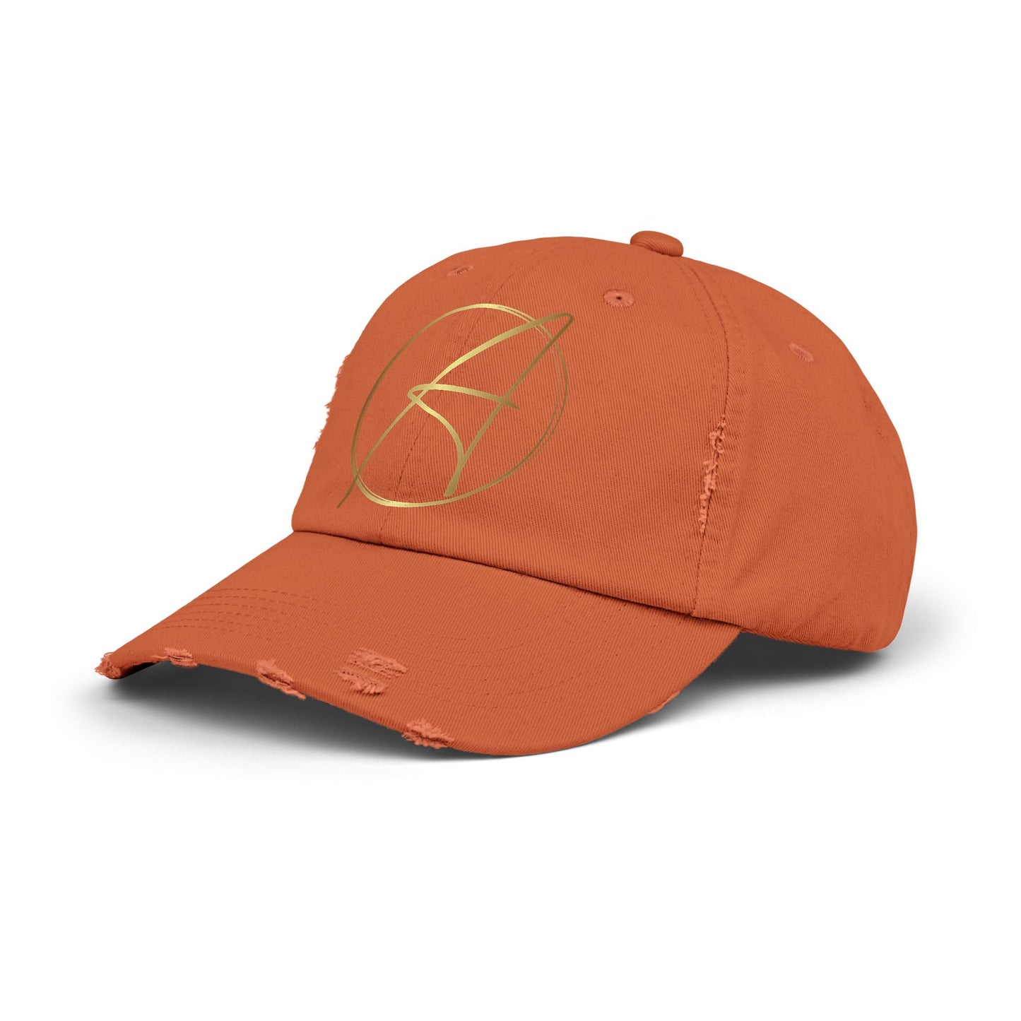 Unisex Distressed Cap with Gold Graphic - Casual Style Hat for Everyday Wear