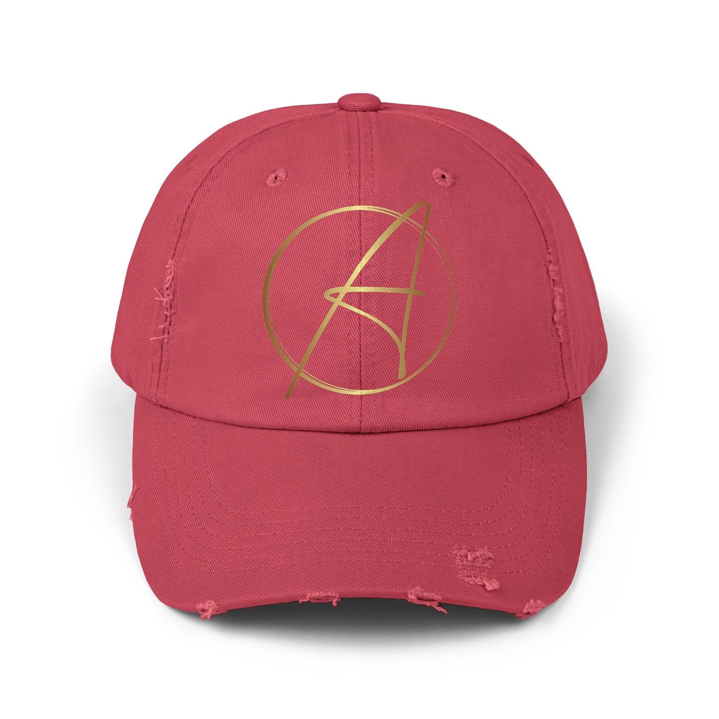 Unisex Distressed Cap with Gold Graphic - Casual Style Hat for Everyday Wear