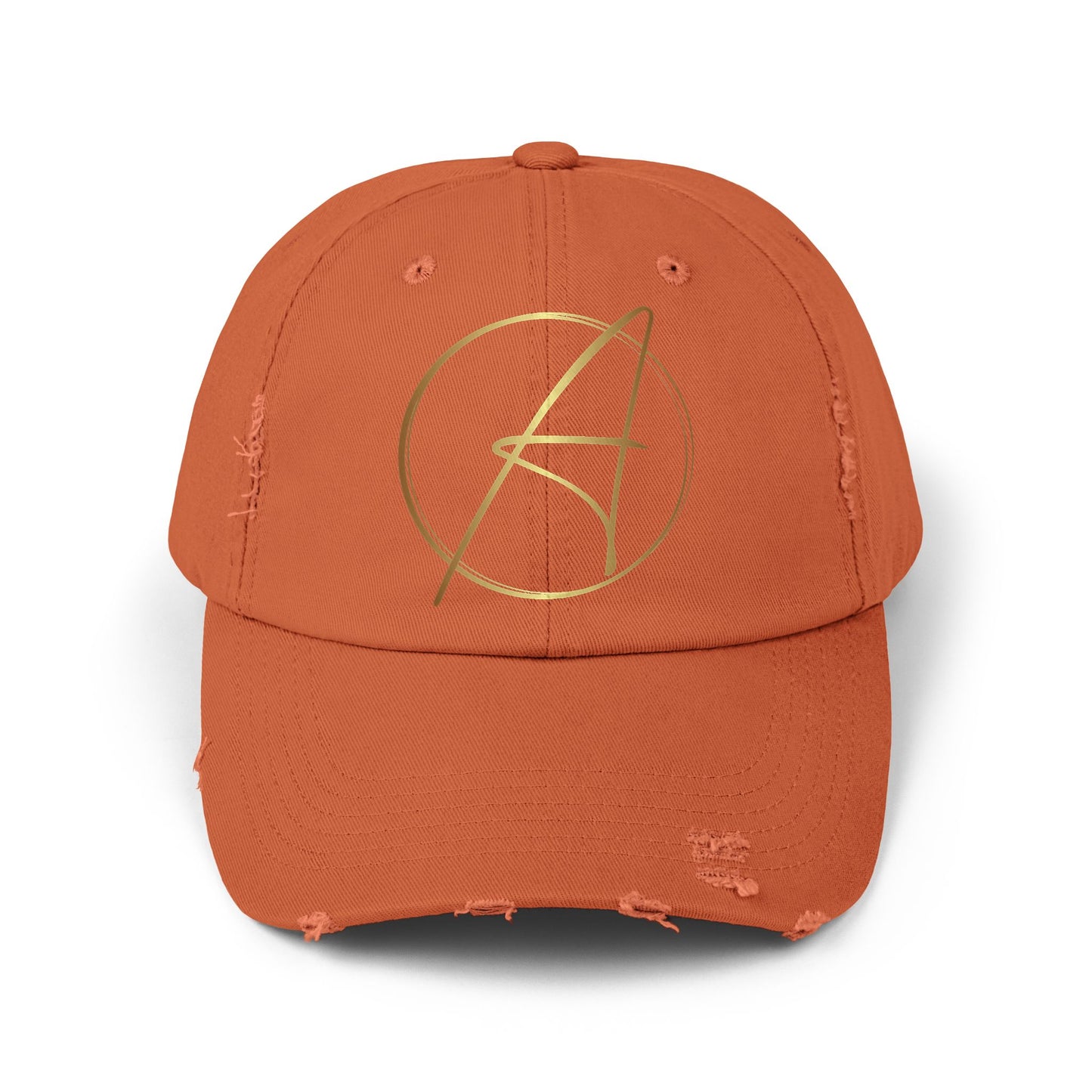 Unisex Distressed Cap with Gold Graphic - Casual Style Hat for Everyday Wear