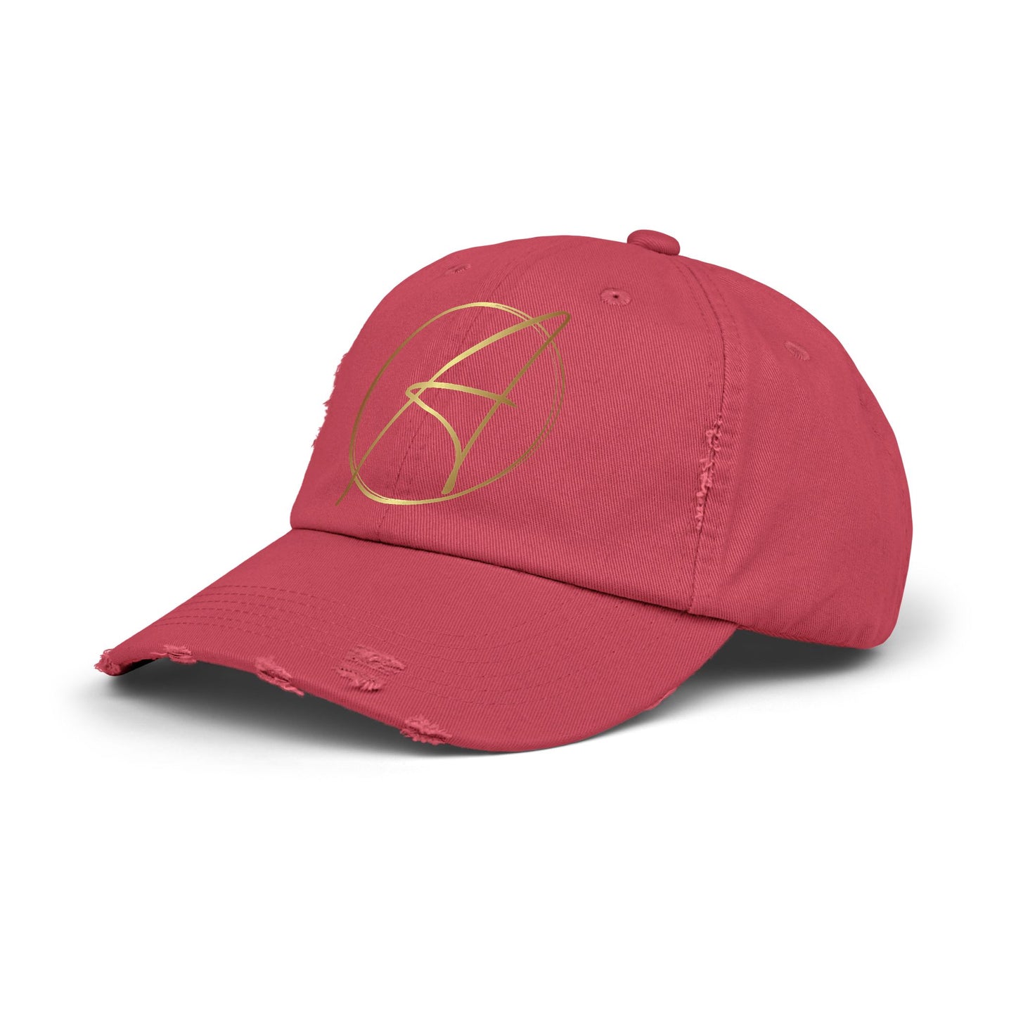 Unisex Distressed Cap with Gold Graphic - Casual Style Hat for Everyday Wear